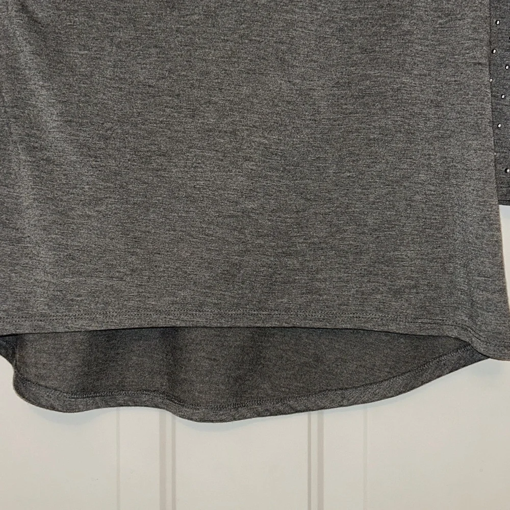 Wallflower Studded Long Sleeve Top Gray Silver M Casual Pullover Glam